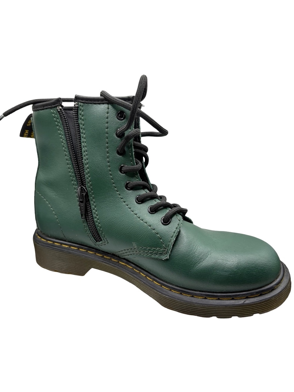 Dr. martens Delaney kids Dark Green Lace-Up Leather Boot with Side Zip size 3